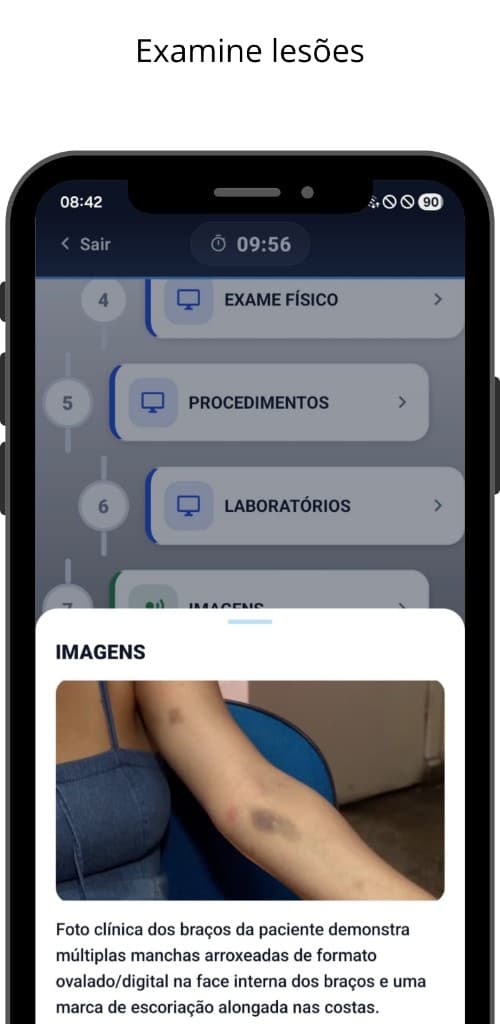 Modal de imagens clínicas durante a simulação da estação